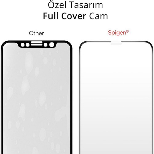 Spigen Apple iPhone 11 Pro / iPhone XS / iPhone X Cam Ekran Koruyucu Tam Kaplayan Full Cover Black