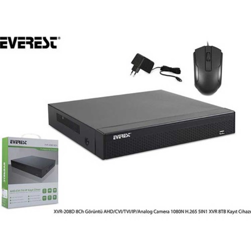 Everest XVR-208D 8ch Görüntü Ahd/cvı/tvı/ıp/analog 5in1 Xvr 8TB Kayıt Cihazı