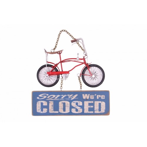Bisikletli Kapı Süsü Sorry We Are Closed Yazılı